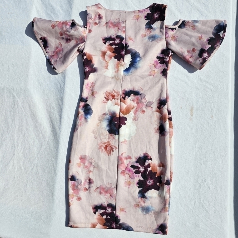 Venus floral design cold shoulder dress pink purple and blue size small - Picture 2 of 13